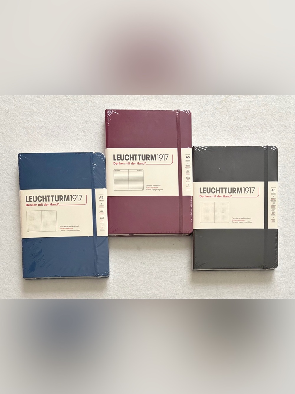 (3) Leuchtturm1917 A5 Hardcover Notebook - Plum / navy / black